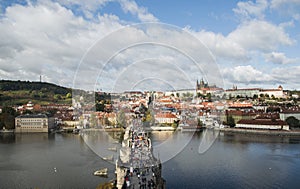 View of Charles bridge Karluv Most from the height.