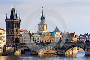 View of Charles Bridge (Karluv most) and Old Town Bridge Tower, photo