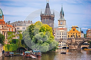 View of Charles Bridge in Prague