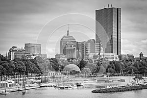 View of the Charles River and Back Bay from the Longfellow Bridge, in Boston, Massachusetts