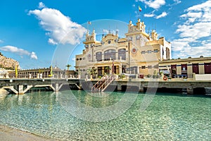 View of Charleston, the Mondello beach establishment on the sea in Palermo, Sicily.