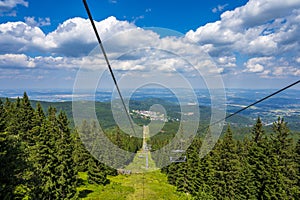View from charlift to Karpacz city and Karkonosze National Park