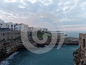 View of the charming seaside town of Polignano a Mare, Southern Italy