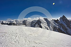 View from the Chashkin Sar 6400m peak of the Himalayan range of Karakoram