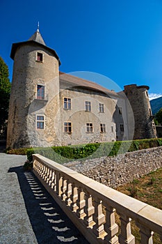 View of the Chateau de Montmaur, Hautes-Alpes, France, built in the 14th century by the barons of Montmaur