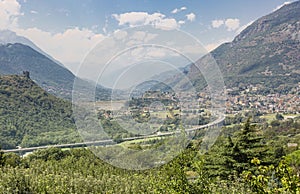 A view of Chatillon and the highway in the Aosta Valley photo