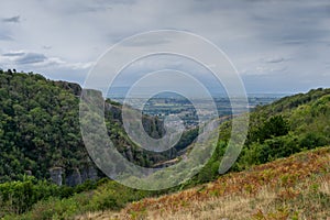 View of Cheddar Gorge in the Mendip Hills near Cheddar in Somerset