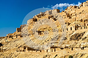 View of Chenini, a fortified Berber village in South Tunisia photo