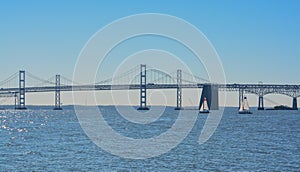 View of Chesapeake Bay Bridge from Sandy Point State Park in Annapolis, Maryland