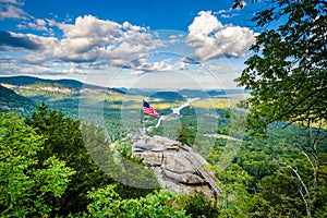 View of Chimney Rock and Lake Lure at Chimney Rock State Park, N