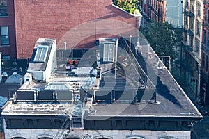 View of a chinatown rooftop on canal street in New York City photo
