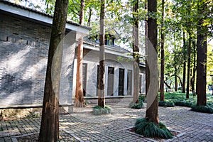 View of chinese house in forest