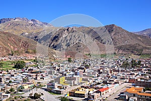 View of Chivay town from overlook, Peru