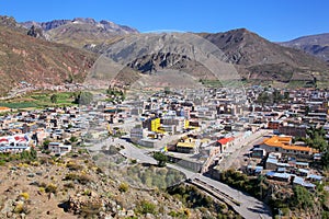 View of Chivay town from overlook, Peru photo