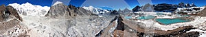 View from Cho Oyu base camp to gyazumba glacier and mount Cho Oyu