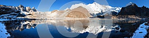 View of Cho Oyu mirroring in lake photo