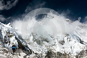 View of Cho Oyu with trekker