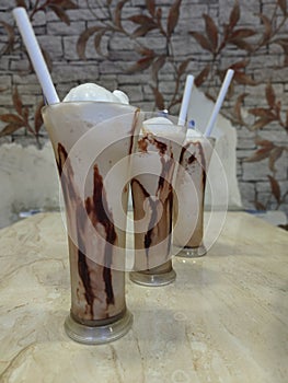 View Of Chocolate Sharja With Ice cream, tableware photo