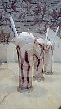 View Of Chocolate Sharja With Ice cream, tableware . photo