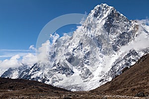 View of Cholatse Peak from route to Cho La Pass, Solu Khumbu, Nepal photo