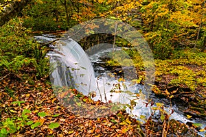 View of Choshi Otaki Waterfall in Oirase Mountain Stream