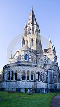 View of the Christian Cathedral of the 19th century in the Irish city of Cork. Christian religious architecture in the Neo-Gothic