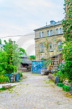 View of the Christiania neighborhood in Copenhagen, Denmark photo