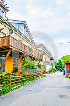 View of the Christiania neighborhood in Copenhagen, Denmark photo