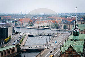 View from the Christiansborg Palace tower, in Copenhagen, Denmar