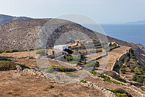 View of the Church Agios Savvas, Folegandros Island, Greece