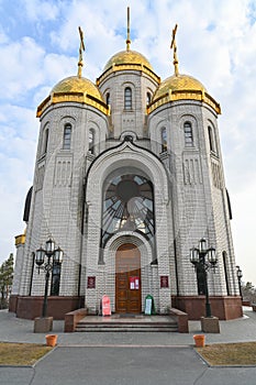 View of The Church of All Saints  in Mamayev Hill War Memorial in Volgograd. Russian orthodox theme