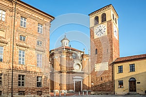 View at the Church and bell tower in Riva presso Chieri village - Italy photo