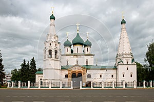 View of the Church of Elijah the Prophet on a cloudy day