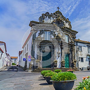 View of Church of Espirito Santo, Ribeira Grande, Sao Miguel island, Azores