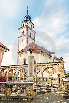 View at the Church of Holy Trinity in Town Kranj - Slovenia photo