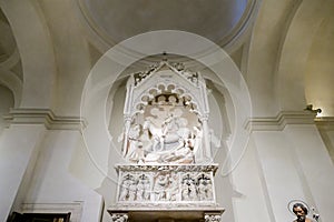 View of a church interior in medieval town Province of L'Aquila Abruzzo Italy