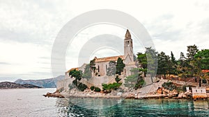 View of the church on Lopud Island near Dubrovnik