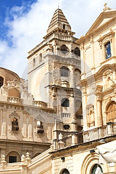 View of the church of Saint Francis and the monastery of SS Salvatore, Noto, Sicily, Italy