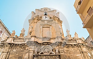View of the church of the Souls of Purgatory or Anime del Purgatorio in Trapani town, Italy
