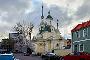 View of the Church of St. Catherine the Great Martyr The Estonian Orthodox Church of Moscow Patriarchate in historical center of