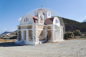View of the Church standing on the coast. Crete. Greece.