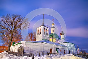 View of the Church of the Transfiguration in winter in the city of the Golden ring Vladimir