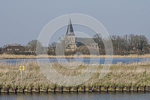 View at church of the village of Drempt near river Oude IJssel