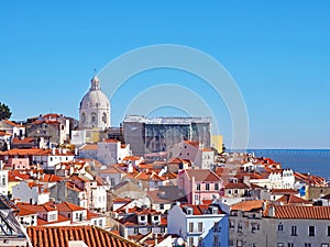 View of churches and historic architecture of Lisbon, Portugal