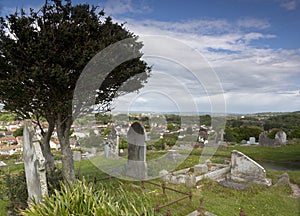 View from churchyard looking towards Weston Super Mare,Somerset, UK