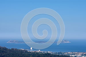 View of the Cies Islands from the mountains of the parish of Beade