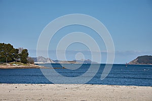 View of the Cies Islands from Sabaris Beach in Baiona photo