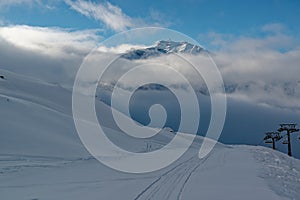 View on the Cime Caron in Val Thorens