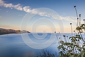 View of Cirali sea bay, sky, clouds and mountains