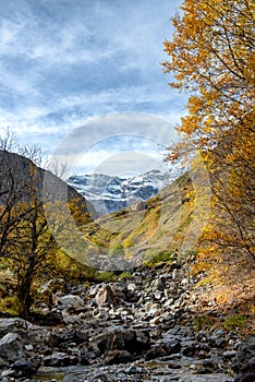 View of the cirque of Troumouse in the Pyrenees mountains
